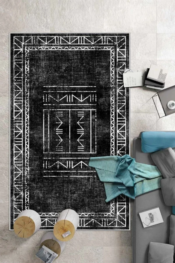 Monochrome Tribal Pattern Rug