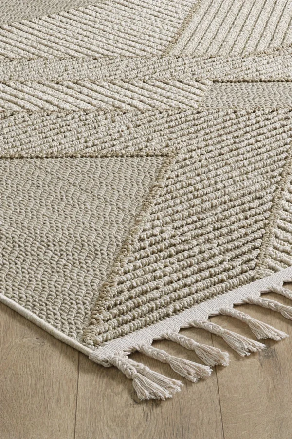 Textured Geometric Tassel Rug - Image 3